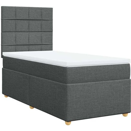 VidaXL Krevet s oprugama i madracem tamnosivi 100 x 200 cm od tkanine Slike