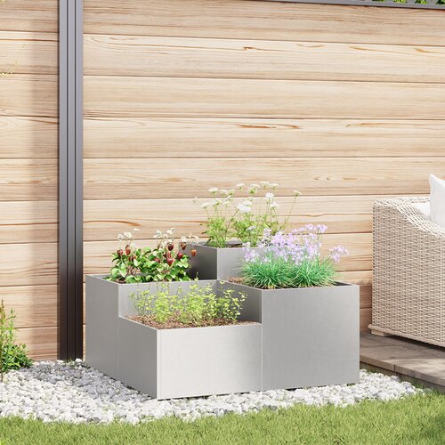 vidaXL Sadilica za vrt Srebrna Nehrđajući čelik 80 x 80 x 48 cm Sadilice Cijene