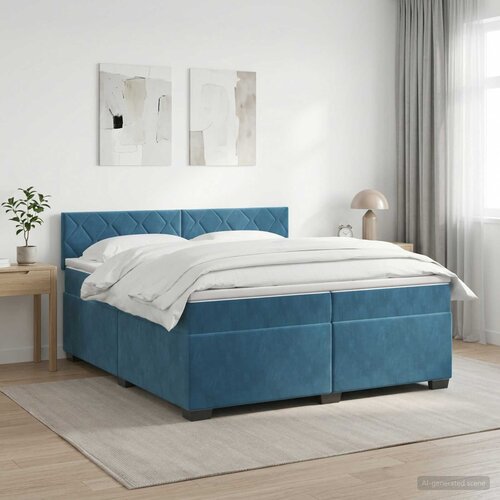  Boxspring krevet s madracem Tamno plava 200 x 200 cm Baršun Cene