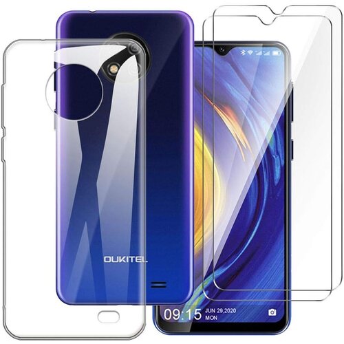 NIKCORP Zaščitni komplet za Oukitel C19 - prozoren silikonski ovitek in 2x kaljeno steklo, TPU etui in zaščita zaslona, 6,49", (5000139030) Cene