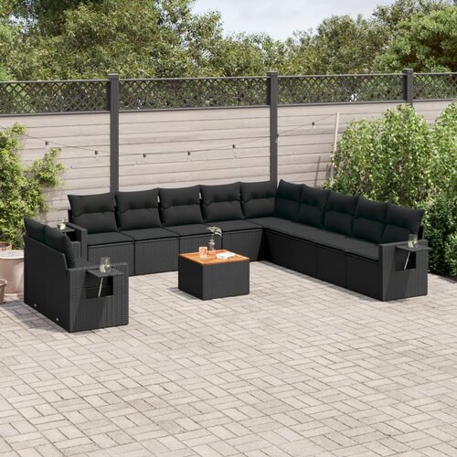  12-dijelni set vrtnih sofa od poliratana s jastucima crni Cijene