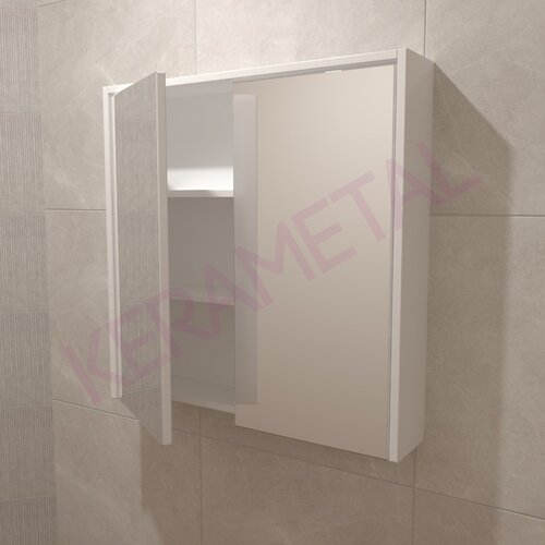 Kerametal snow white KN-80 gornji ormarić sa ogledalom Slike