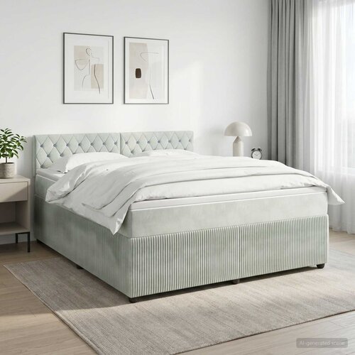  Boxspring krevet s madracem Svjetlosiva 140 x 200 cm Bar&scaron;un Zelena Cene