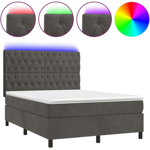  Box spring s madracem LED tamnosivi 140x190 cm bar&amp;scaron;un Slike