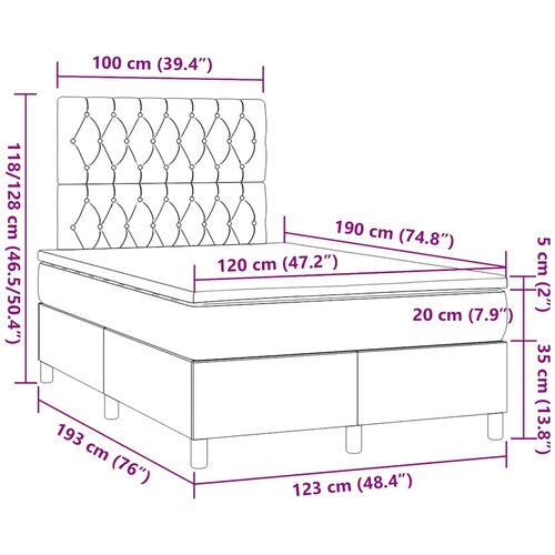  box spring s madracem tamnosmeđi 120 x 190 cm od tkanine Slike