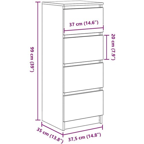 VidaXL Komoda sonoma hrast 37,5x35x99 cm izrađeno drvo Slike