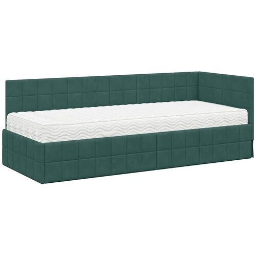  Kutni krevetni okvir s madracem 2 kom. Tamnozelena 80 x 200 cm Slike