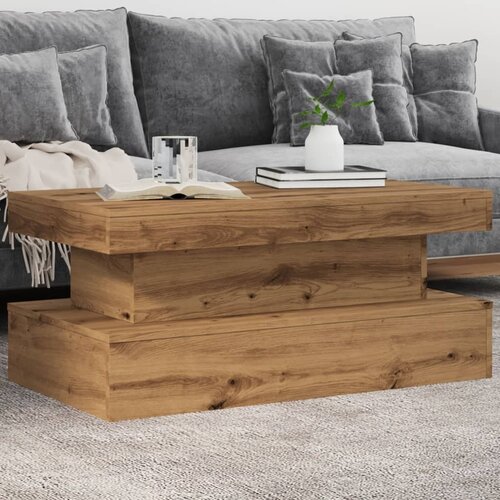 vidaXL Klubska mizica z LED lučkami artisian hrast 90x50x40 cm Cene