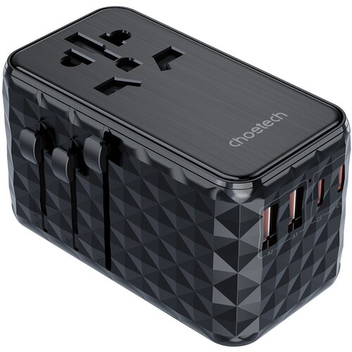 Choetech POTOVALNI ADAPTER PD6028 EU/US/AUS/UK 2X USB-C 2X USB-A 100W ČRN, (22006831) Cene