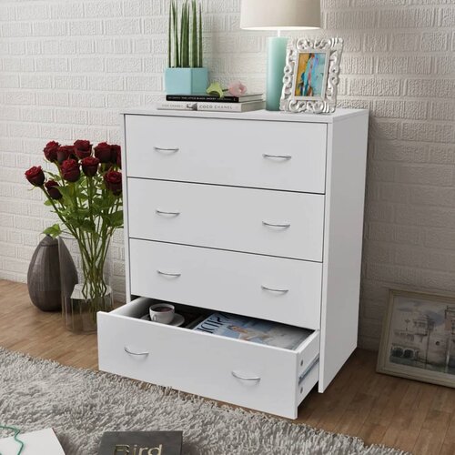 VidaXL Predalnik s 4 predali 60x30,5x71 cm bela barva Slike