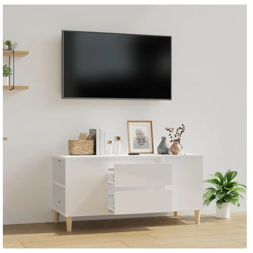  TV omarica visok sijaj bela 102x44,5x50 cm inženirski les
