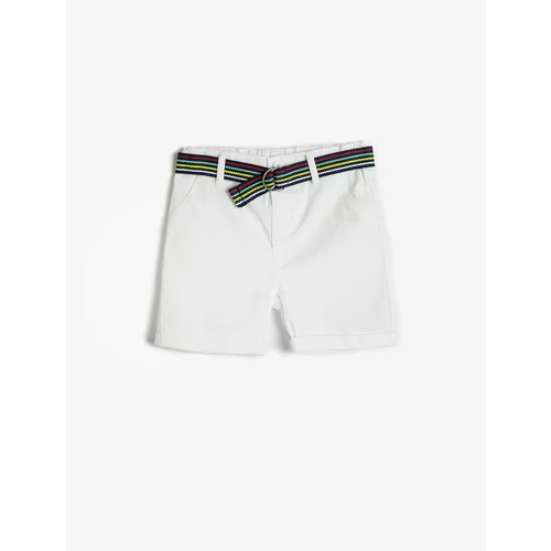 Koton Shorts Belt Detailed Pocket Cotton Waist Adjustable Elastic