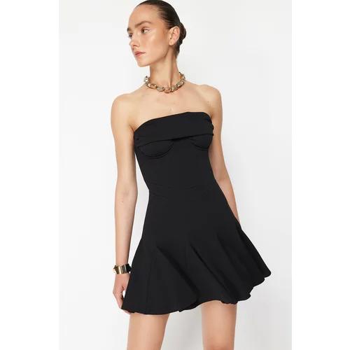 Trendyol X Zeynep Tosun Black Knitting Skirt Fly with Flywheel Stylish Evening Dress