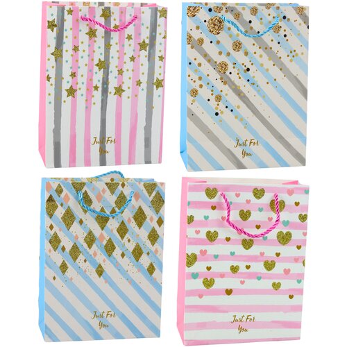  Paper Gift Bag Blue Pink Glitter 23 x 18 x 10.5 cm Cijene