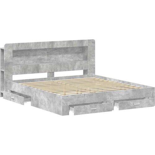  Okvir kreveta s pohranom Betonska siva 200 x 200 cm - Betonska siva 200 x 200 cm sa sredi&amp;scaron;njom policom Slike
