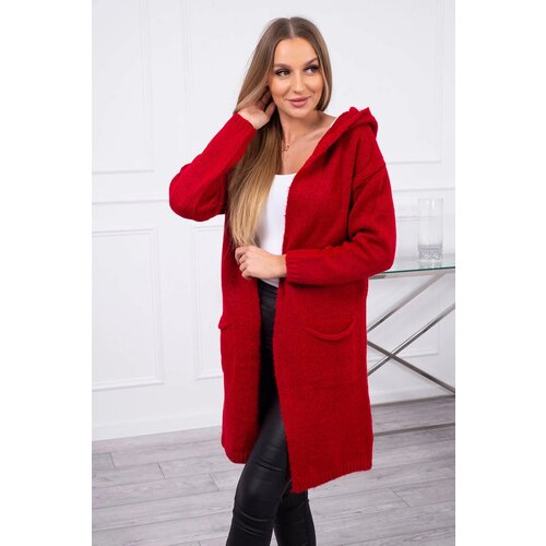 Kesi Plain sweater with a hood and pockets red Slike