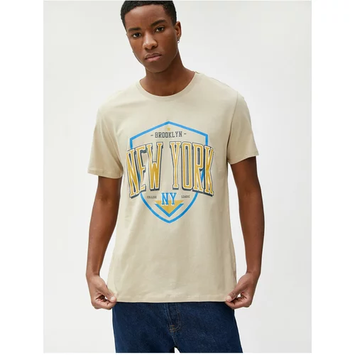Koton College T-Shirt Printed Short Sleeve Slim Fit Crew Neck