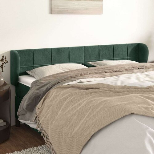 VidaXL Uzglavlje s u&amp;scaron;ima tamnozeleno 203x23x78/88 cm bar&amp;scaron;unasto Slike