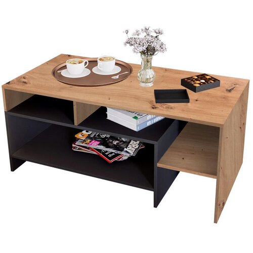 Time KLUBSKA MIZA, 120/53/60 cm antracit, hrast artisan Cene