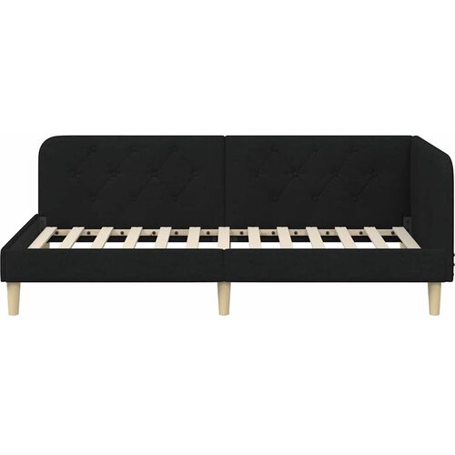  Kutni okvir kreveta Crna 90 x 190 cm tkanina Slike
