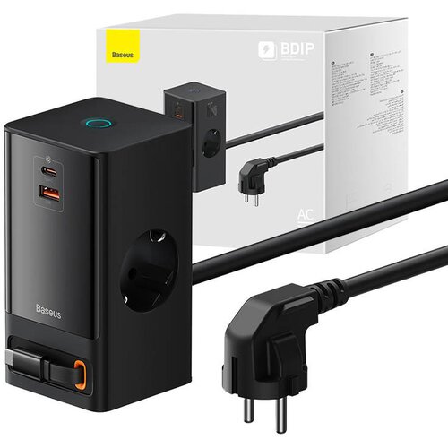 Baseus PowerCombo 65W omrežni polnilec / napajalni trak (črn), (21065583) Cene