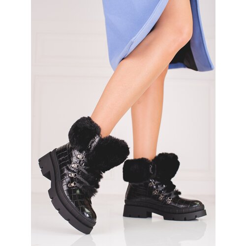 SHELOVET Women&amp;#039;s fur trappers black Slike