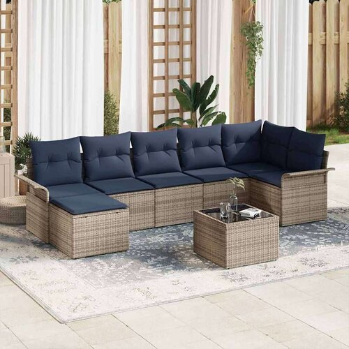 Vrtna sedežna garnitura z blazino 8 pcs Siva Poly ratan, (5000144367) Cene