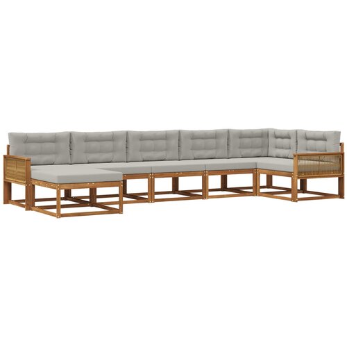 vidaXL Zunanja garnitura za sedenje 7 pcs Naravna in svetlo siva, (5000281883) Cene