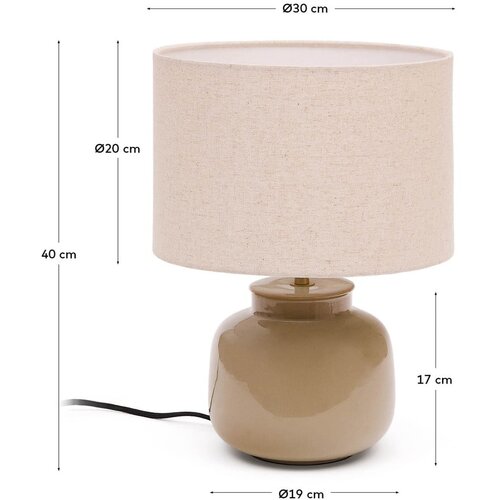 Kave Home Bež stolna lampa keramička s tekstilnim sjenilom (visina 40 cm) Tay &amp;ndash; Slike
