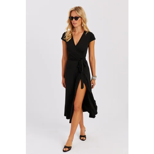 Cool & Sexy Women's Black Double Breasted Midi Dress