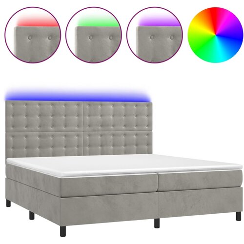  box spring s madracem LED svjetlosivi 200x200 cm bar&amp;scaron;un Slike
