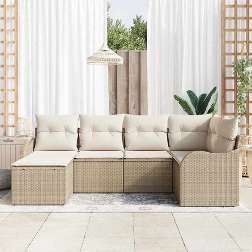  Sjedeća garnitura za vrt 6 kom. Bež poliratan 232,5 x 122,5 x 85 cm Slike