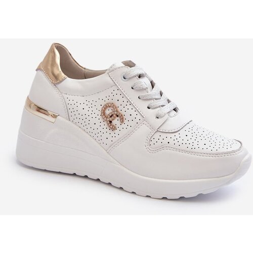 Kesi Women&amp;#039;s leather wedge sneakers white D&amp;amp;A Slike