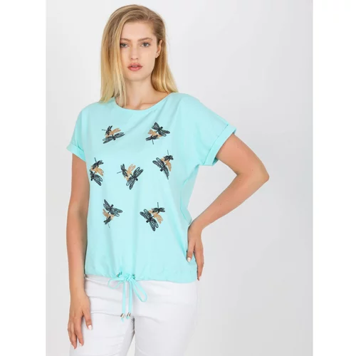 Fashion Hunters Mint cotton plus size t-shirt with short sleeves