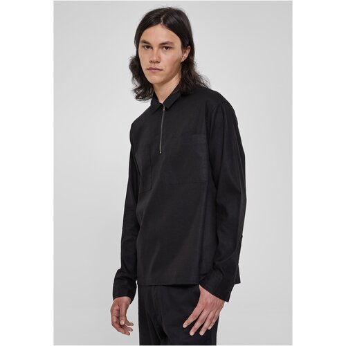UC Men Cotton linen polo shirt with zipper black Slike
