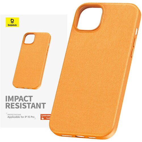 Baseus Ohi&amp;scaron;je za telefon iPhone 15 ProMax Fauxther Series (oranžno), (21522450) Slike