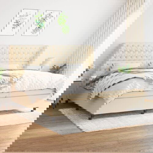 The Living Store Box spring postelja z vzmetnico krem 200x200 cm blago - Box Spring Postelja, (21513021) Slike