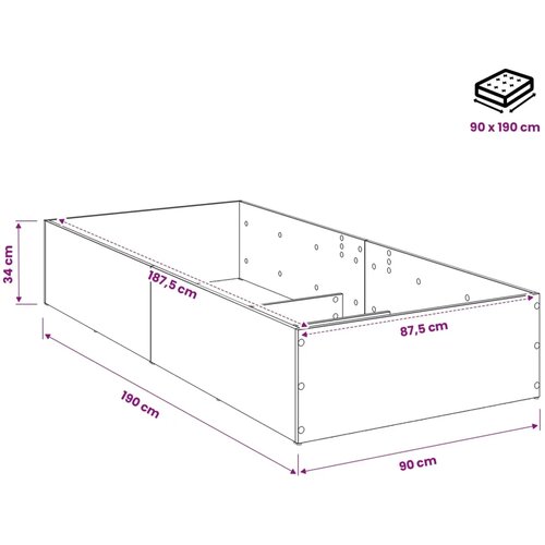  Okvir za podesivu bazu kreveta Siva Sonoma 90 x 190 cm - Siva Sonoma 90 x 190 cm Samo okvir kreveta Slike