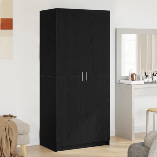 vidaXL Garderoba Črna Hrast 80x51x180 cm Inženirski les Cene