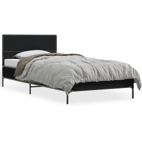 vidaXL Okvir za krevet crni 90 x 190 cm od konstruiranog drvo i metal