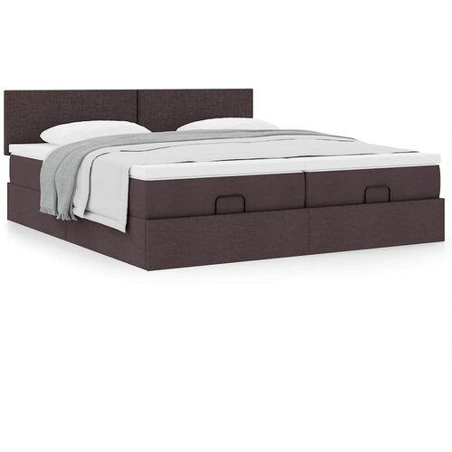 VidaXL Otomanski posteljni okvir z vzmetnicami rjav 200x200 cm blago Slike