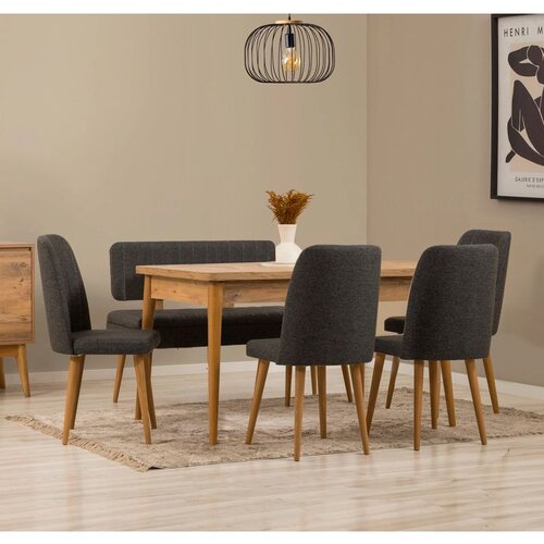 Hanah home vina - atlantic pine, anthracite atlantic pineanthracite extendable dining table & chairs set (6 pieces) Cene