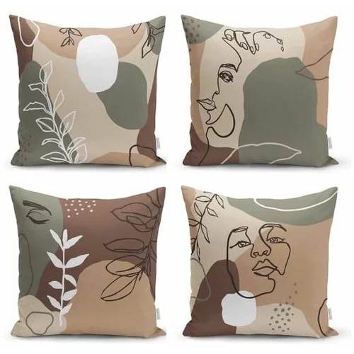 Minimalist Cushion Covers set od 4 jastučnice Drawing Face, 43 x 43 cm