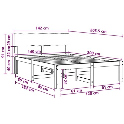  Krevetni okvir s uzglavljem ROSTOCK Bijela 140 x 200 cm - Bijela 140 x 200 cm Cijene