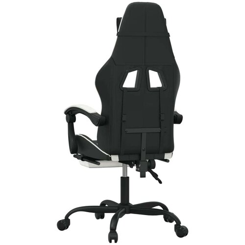  Gaming stol z oporo za noge črno in belo umetno usnje, (21378587) Slike