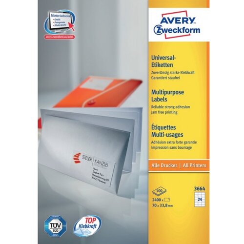 Avery Zweckform Univerzalne etikete 70 x 33,8 mm - 100/1 Slike