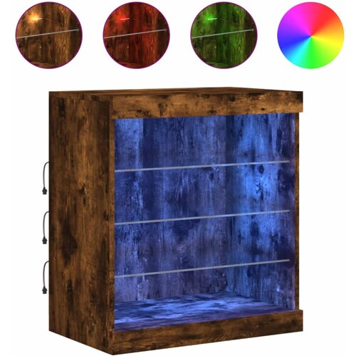 Maison Chic Komoda - Predalnik z LED lučkami dimljen hrast 60,5x37x67 cm, (21719897) Slike