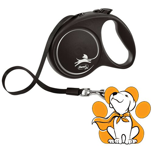 Flexi black Design Tape M, Povodac Za Pse 5m, Srebrni Slike