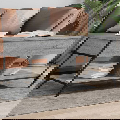 VidaXL Stolić za kavu siva boja hrasta 100x50x50 cm od drva i metala Slike