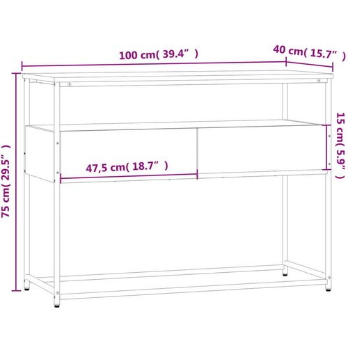  Konzolni stol boja hrasta 100x40x75 cm od konstruiranog drva Slike